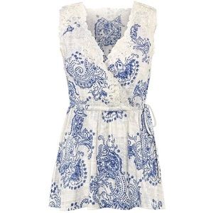 New Cabi Veranda Faux Wrap Top-Sz Lg